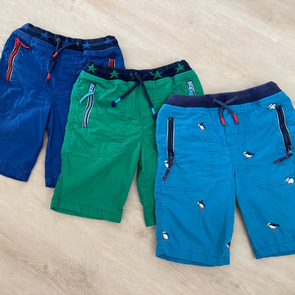 Mini Boden Blue and Green Kids Shorts Trio